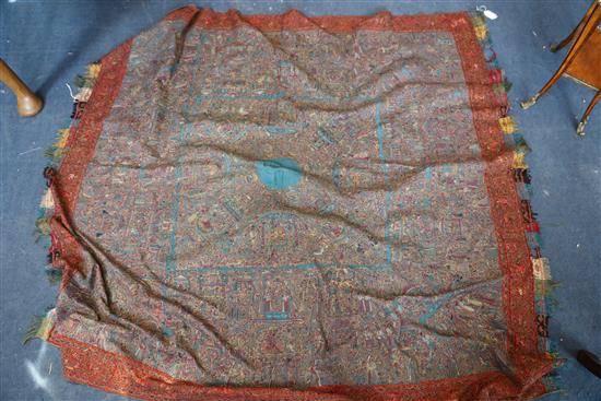 A 19th century Kashmir wool and silk shawl,